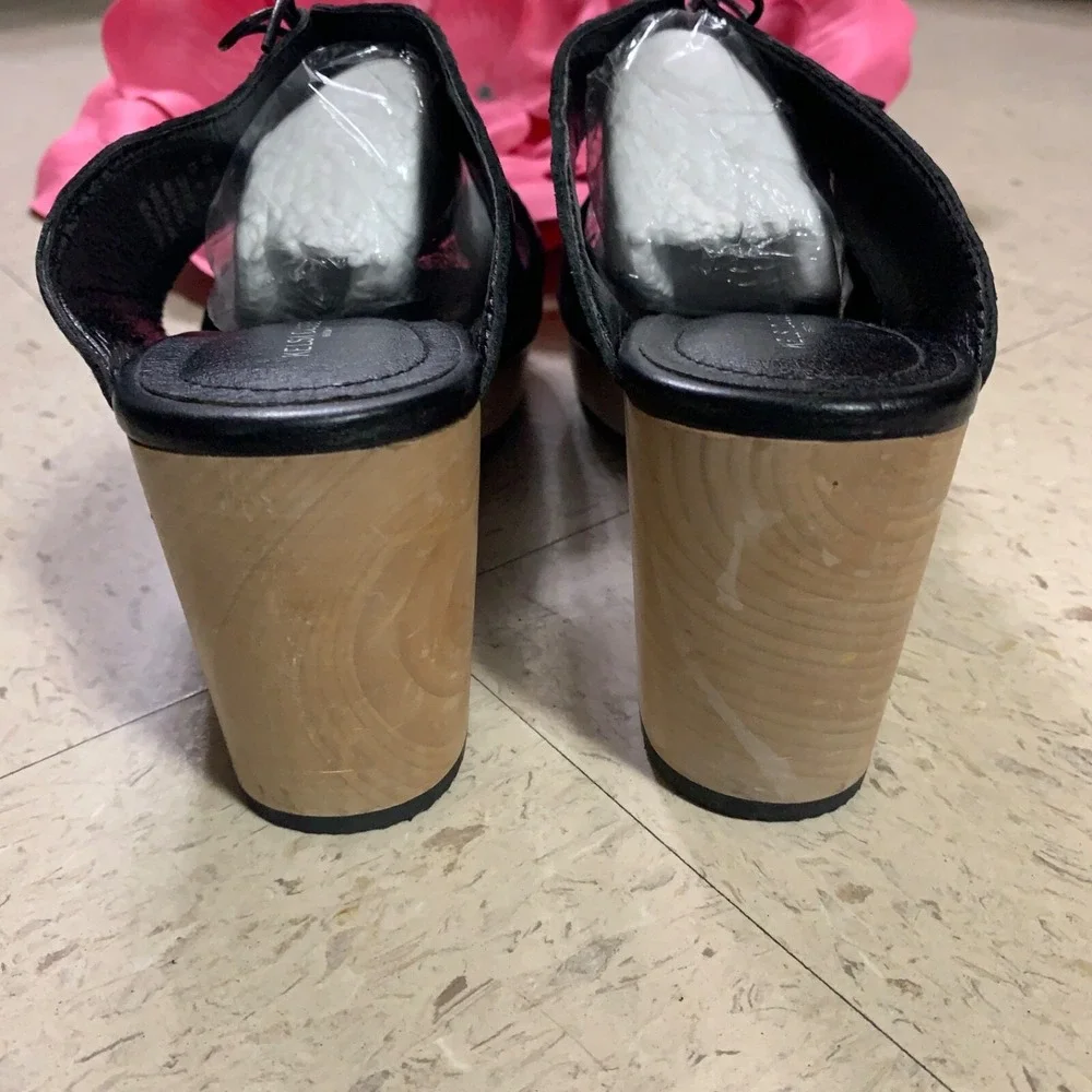 KELSI DAGGER Brooklyn Marion Black Platform Open Toe Slip On Clogs Womens Sz 9.5